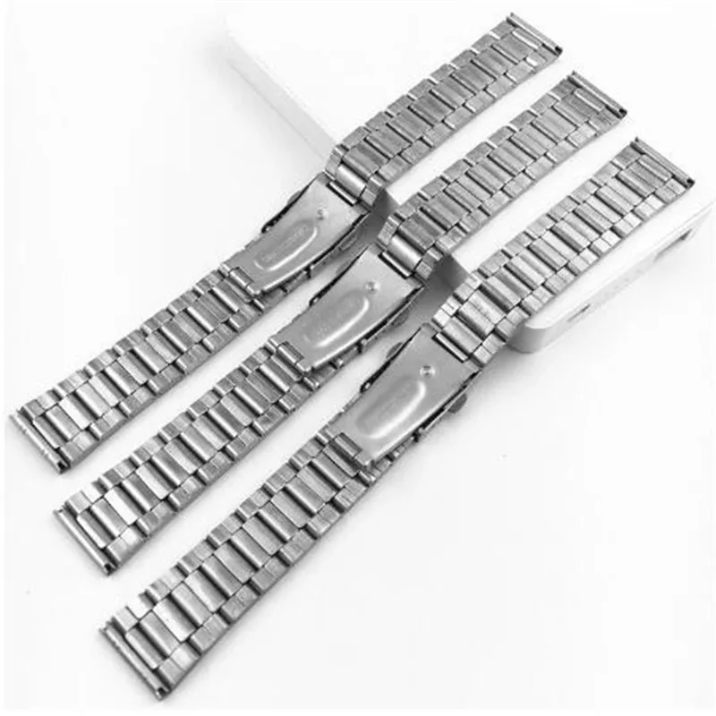 Stainless Steel Watchband Women Wrist Bracelet Men Silver Metal Watch Strap with Folding Clasp12/14/16/18/20/22mm Watches Belt