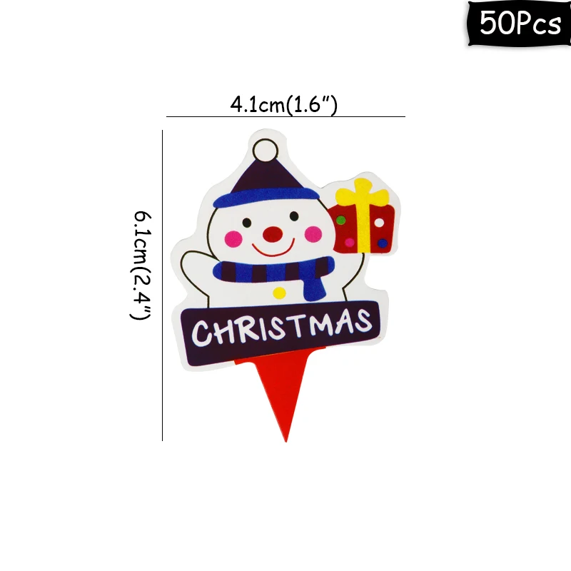 50pcs toppers-F Рождественские обертки для выпечки кексов, новогодние вечерние Декор кекса, украшения для рождественской вечеринки, Санта-торт-снеговик - Цвет: 50pcs toppers-F