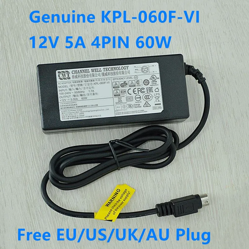 Оригинальный 12V 5A 60 Вт 4Pin кВт KPL 060F VI адаптер переменного тока Зарядное устройство