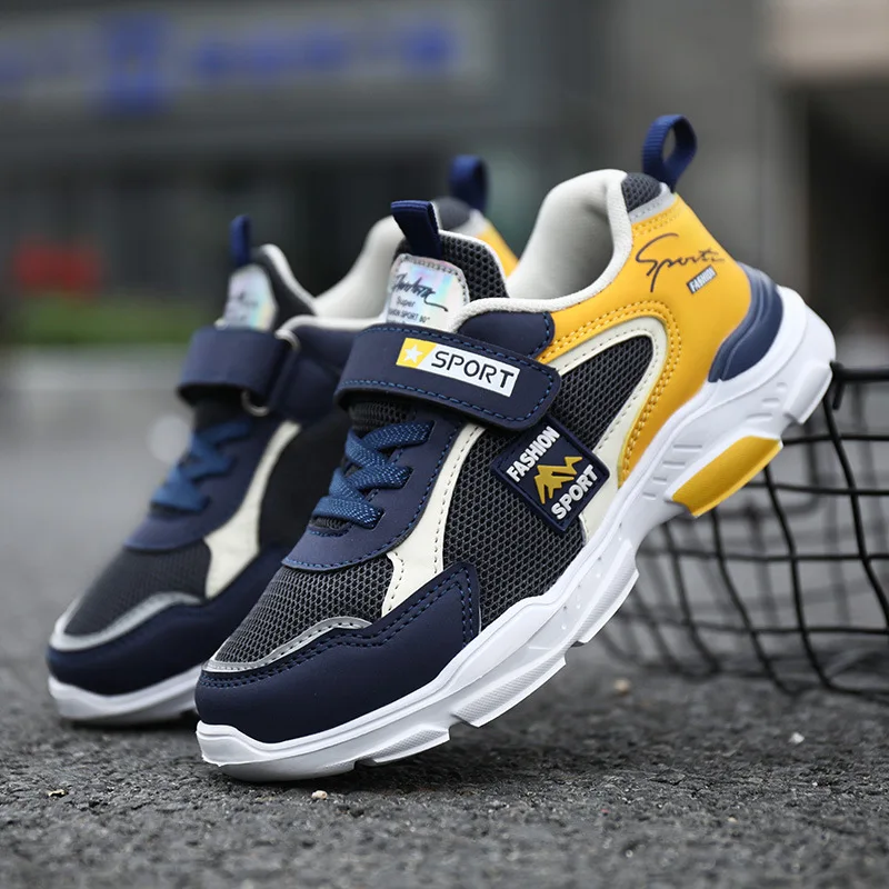 Детская обувь для мальчиков Нескользящие кроссовки бега Модные дышащие летние