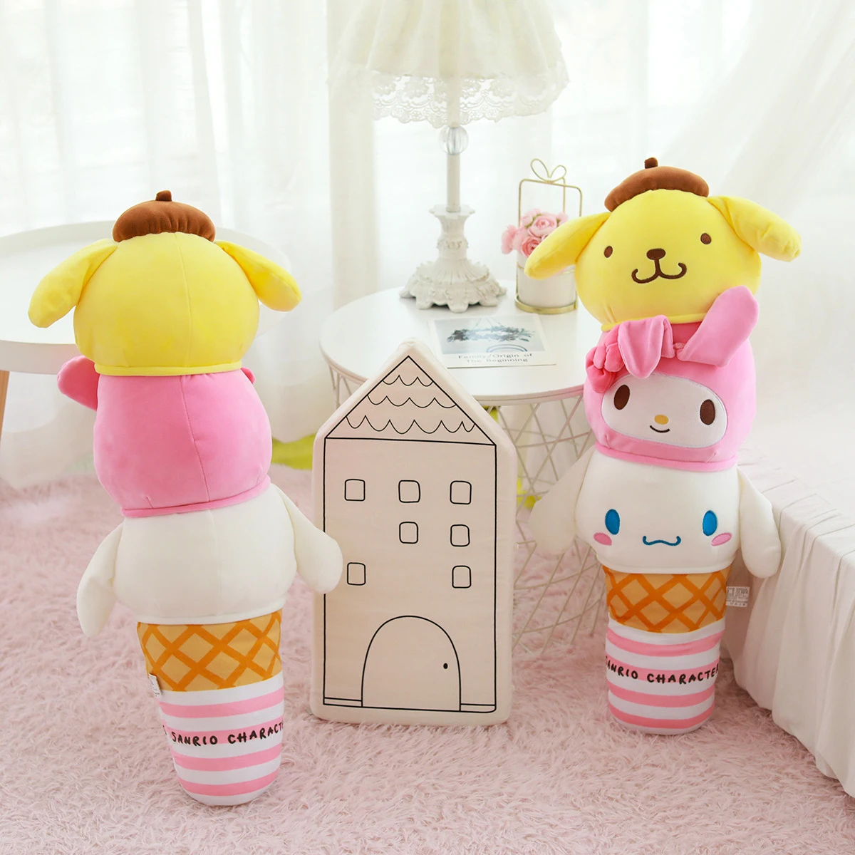 

Kawaii Cinnamorol Round Stuffed Doll Plush Toy Pillow Melods DogHome Decoration Give Girls Kid Gifts