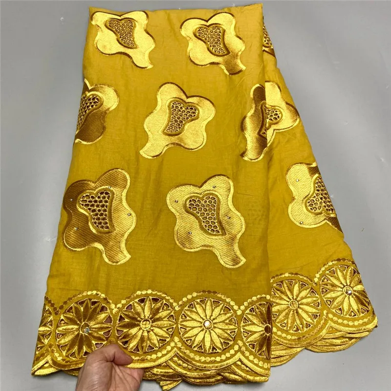

5 Yard Swiss Fabric Latest Heavy Beaded Embroidery African 100% Cotton Voile Lace Popular Dubai Style For wedding Party 3L062901