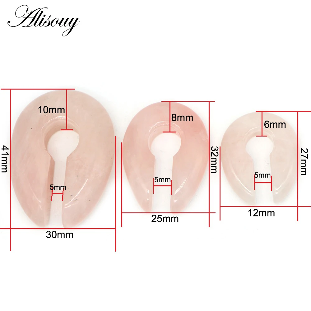Alisouy 1pc Key Round hole Red Green Pink Black Opal Stone Ear Weight Hanger Ear Expander Plug Piercing Earrings Body Jewelry images - 6
