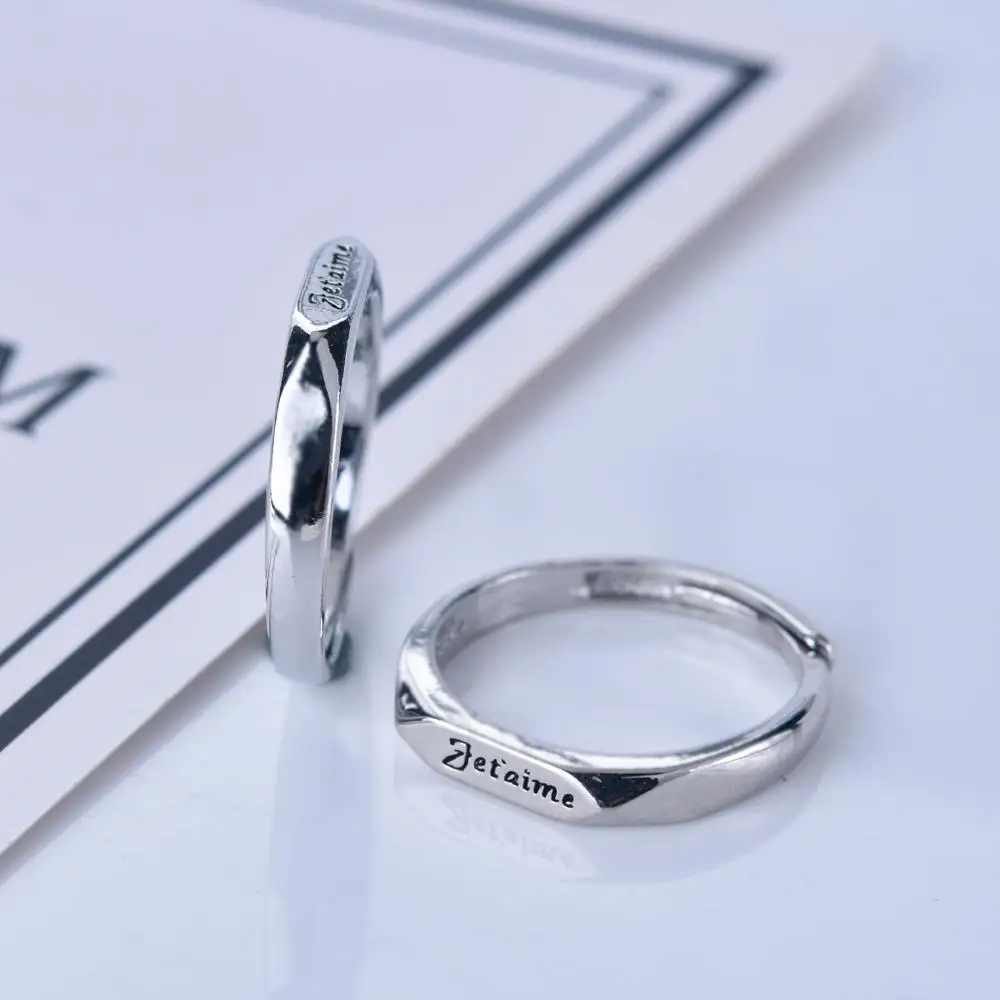 

New Trendy I love You Couple Rings Wedding Set Rings for Women and Men 1 Pair Engagement Rings Set Jewelry