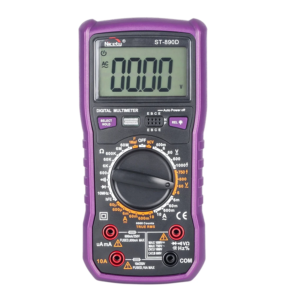 Nicetymeter ST890D Цифровой мультиметр ручной диапазон истинного RMS метр Ручной 6000