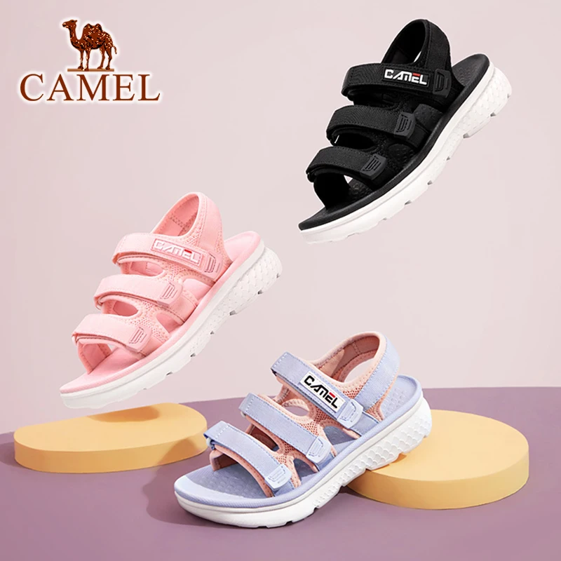 CAMEL Women's Shoes Outdoor Summer Thick-soled Mid-heeled Casual Sports Beach Sandals Flat Bottom Water Shoes Female