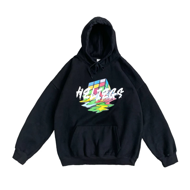 

gang feng Ins Printed Hoodie Male Korean Style Loose Trend Simple Top Autumn and Winter Plus Velvet Thickened Hooded Jacket