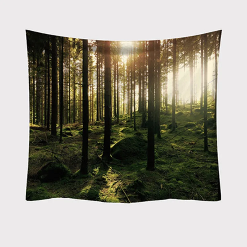Настенный гобелен в скандинавском стиле с изображением леса природный пейзаж