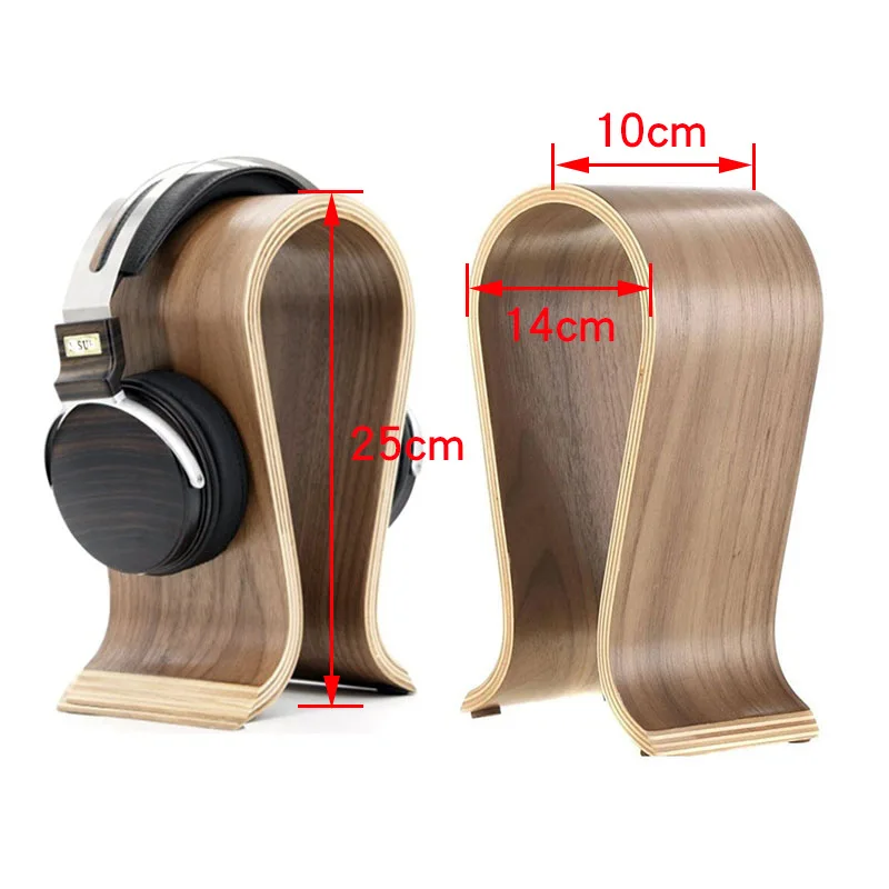 

2021 Wooden Headphone Stand U Shape Headphone Holder Classic Walnut Finish Headset Stand Hanger for Home Office Studio Bedroom
