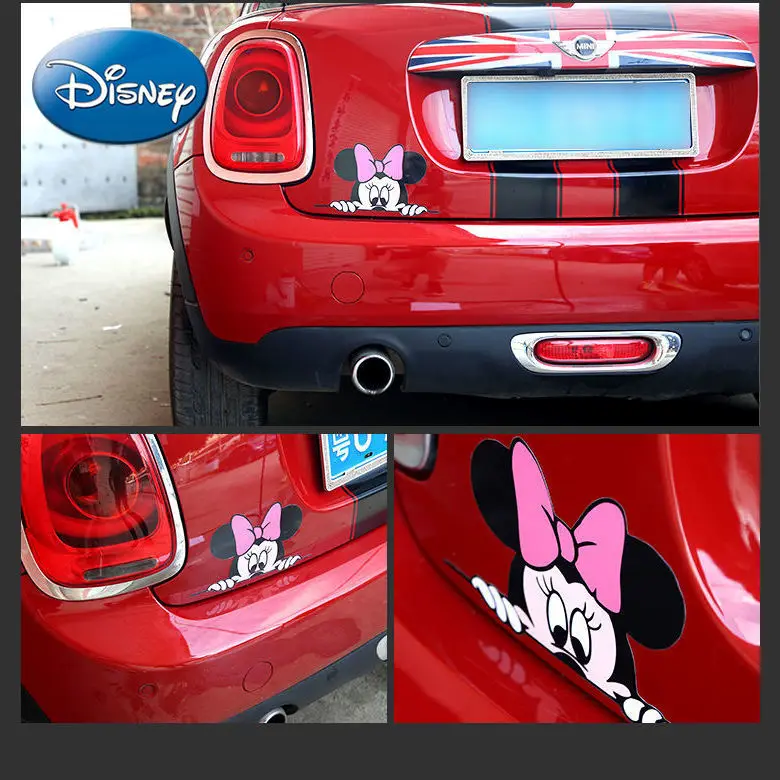 

Disney Mickey Mouse Personality Car Sticker Cute Cartoon Minnie Side Door Sticker Car Window Rear Creative Car 3D Sticker