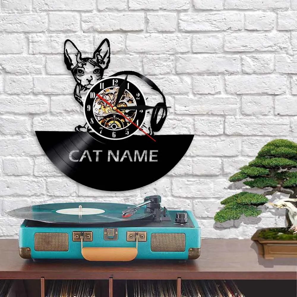 Настенные часы с изображением канадского кота без волос современный дизайн