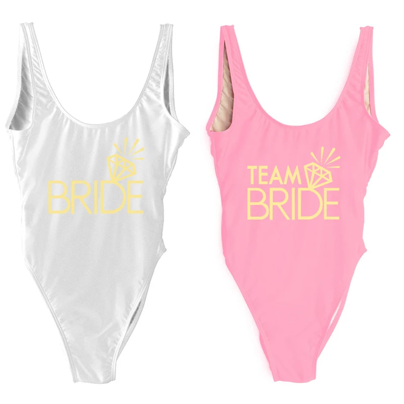 Женский слитный купальник размера плюс для мальчишвечерние с золотыми буквами