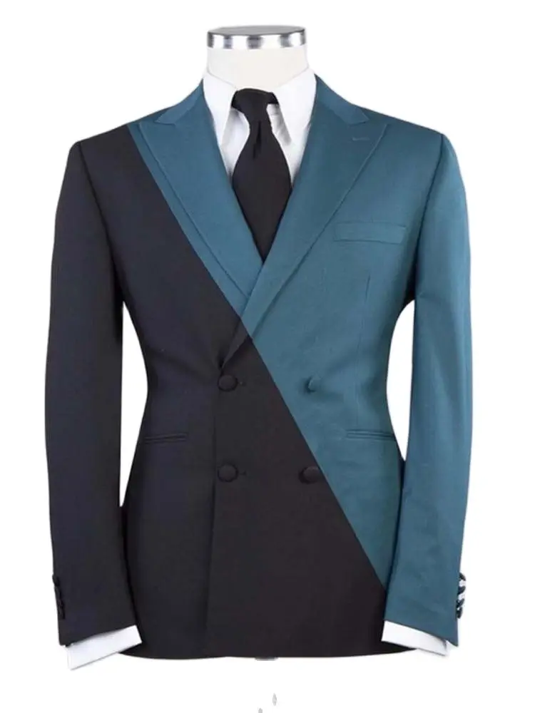 

Костюм мужской деловой из блейзера и брюк, модный пиджак и галстук, строчка, 2 цвета, черный и синий цвета, комплект одежды на свадьбу