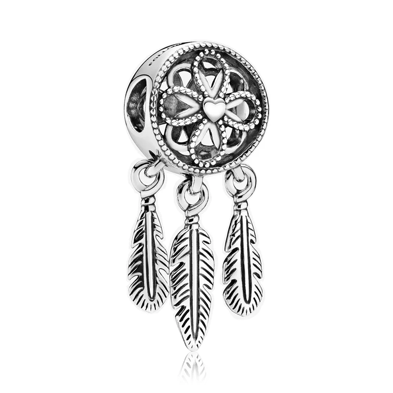 

Silver Color Feather Dreamcatcher Best Friends Pendant Fit Pandora Charms Bracelets DIY Women Original Beads Europe Jewelry Gift