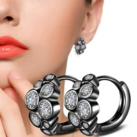 luxury shiny hoop earrings blackwhite crystal zirconia stone small huggies charming ear piercing jewelry for women gifts