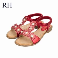 new sweet love wind precious pearl point drill line sandals casual comfort t type flat shoes manufacturers