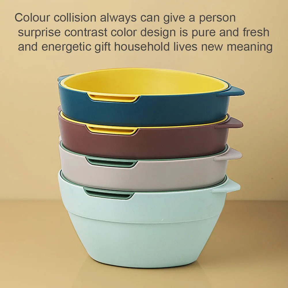 

Kitchen Drain Basket Holder Double Layer Plastic Vegetable Washing Basket Portable Kitchen Fruit Strainer Storage Basket