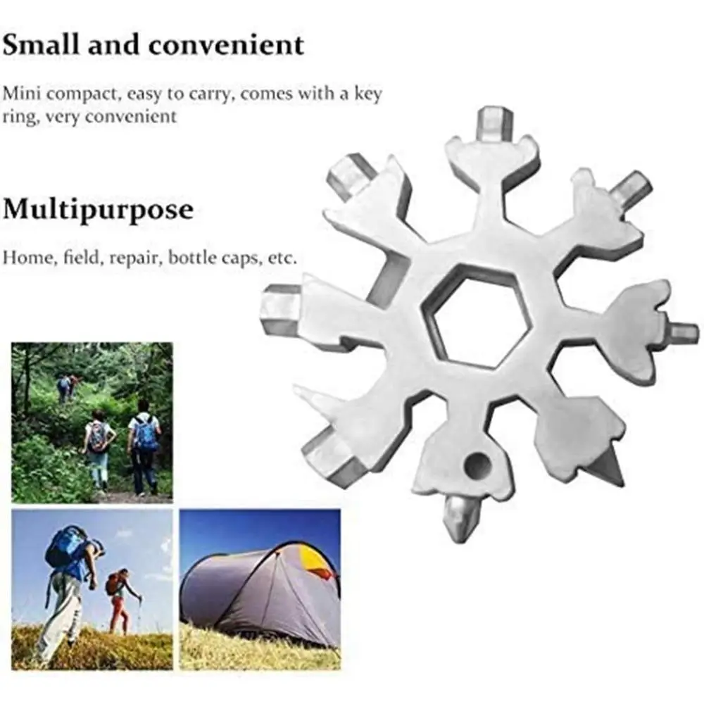 

18 In 1 Snowflake Hexagon Wrench Tool Spanner Multifunction Camping Outdoor Survival Combination Tools Bottle Opener Screwdriver