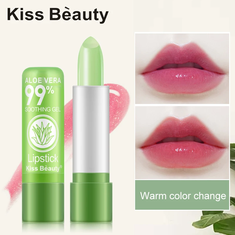 

Aloe Vera Natural Moisturizer Hygienic Lipstick Professional Lips Makeup Temperature Changed Color Lip Blam Chapstick Gift