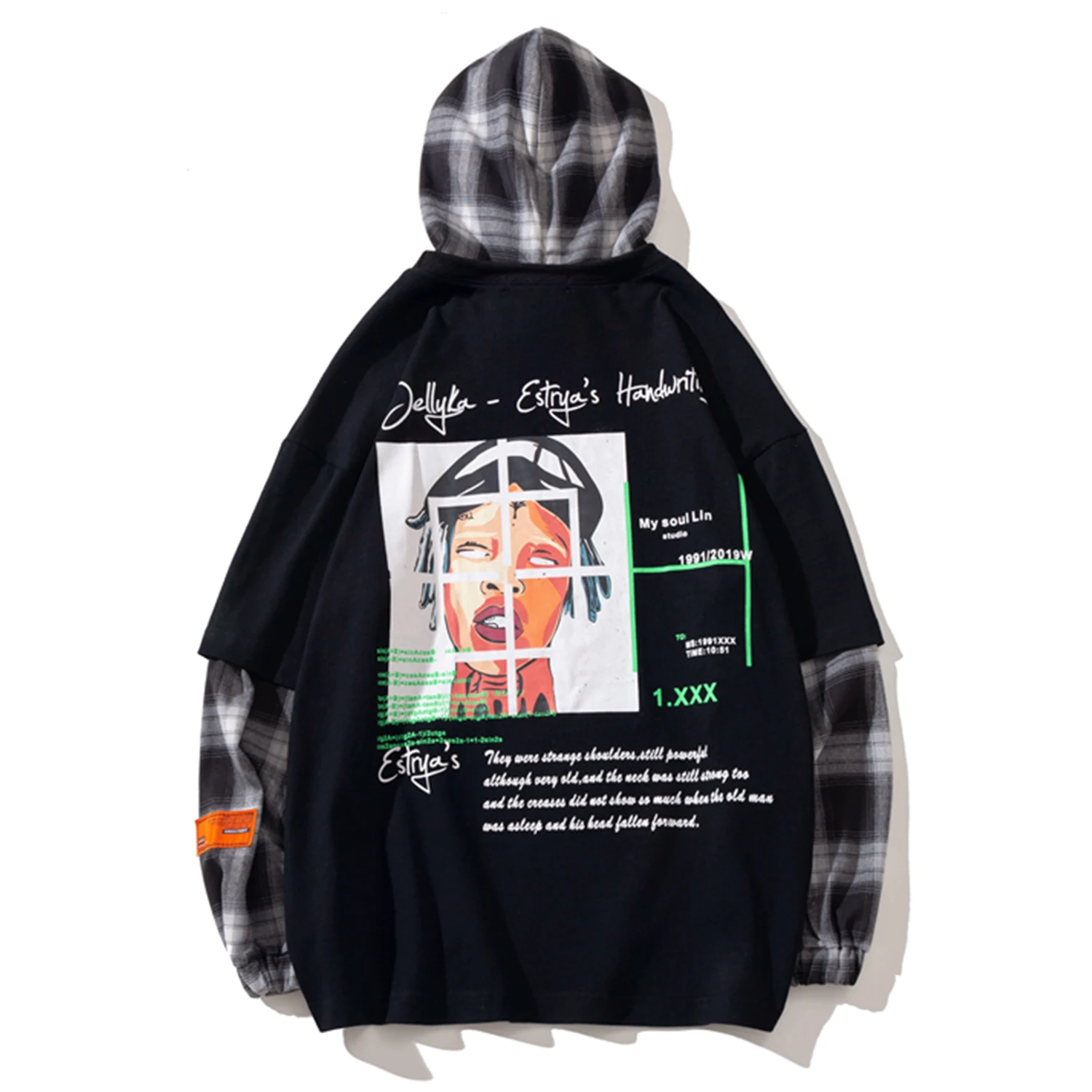 Aelfric Eden хип хоп плед письмо печатные толстовки с капюшоном мужские Harajuku