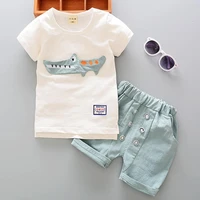 summer childrens clothing new infant baby clothes 0 1 2 3 years old short sleeved cotton and linen suit two piece fashion boy