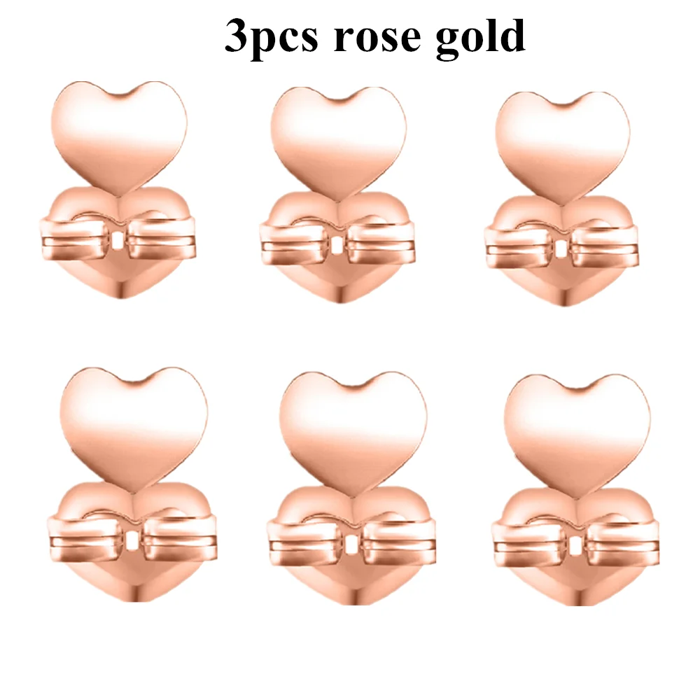3 rose gold Seanuo Золотые/серебряные серьги-гвоздики с гайкой, гипоаллергенные, подходят для сережек, поддержка для женщин - Окраска металла: 3 rose gold