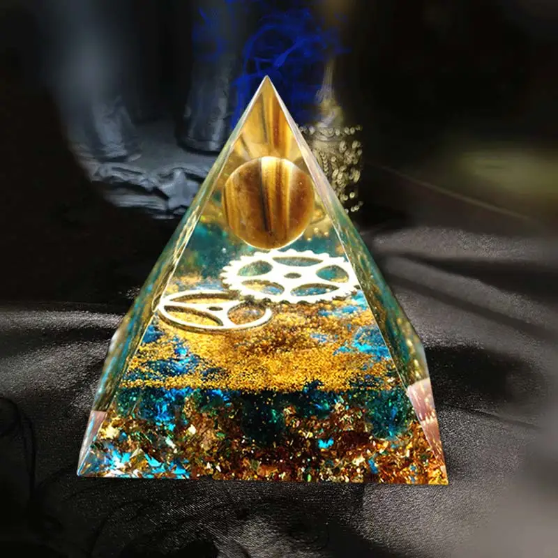 

Handmade Amethyst Crystal Sphere Orgonite Pyramid 60mm With Kyanite Stone Reiki Chakra Energy Collection EMF Protection