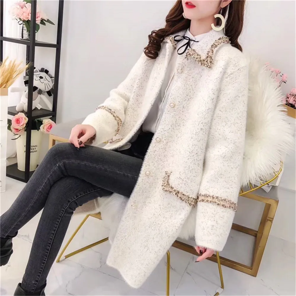 Женские вязаные кашемировые свитера из мягкой искусственной норки на осень и