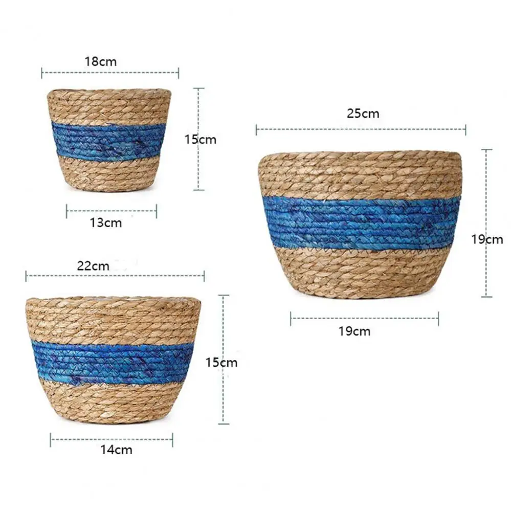 

Woven Flower Pot Natural Color Sturdy Straw Woven Storage Organizer Vertical Flowerpot Plants Basket Home Decoration