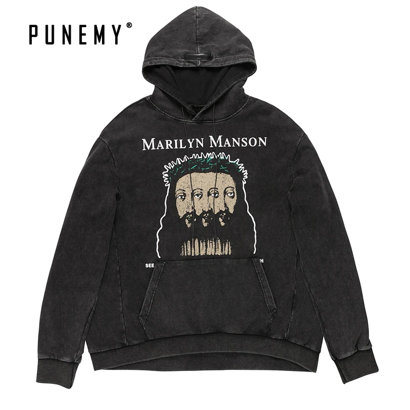 Хип Хоп Уличная мужская толстовка с капюшоном Ретро шаблон Иисусом принт Harajuku