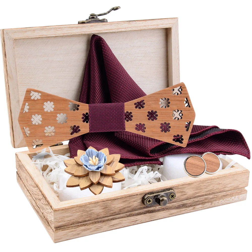 Новая Мода Пейсли деревянный галстук бабочка для мужчин Свадебный Карманный