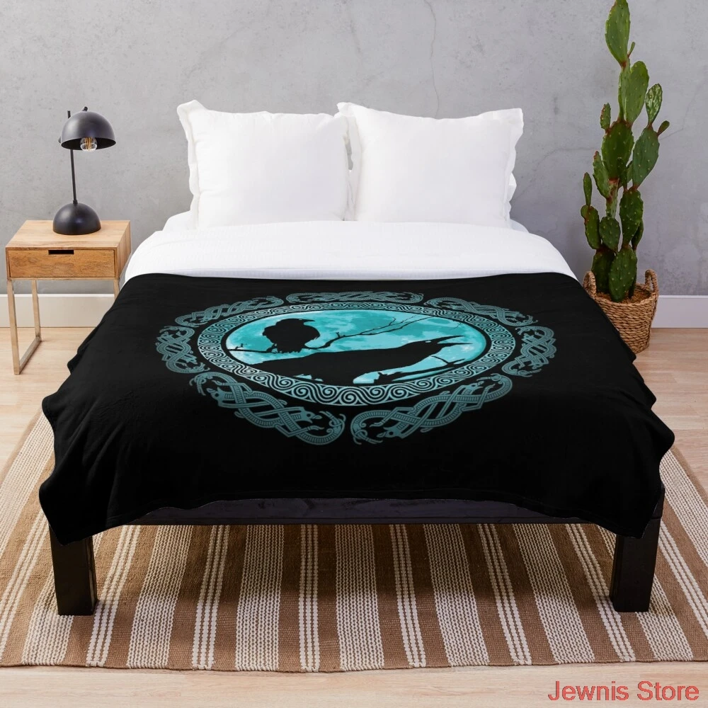 

Hugin Munin Odins Ravens Throw Blanket Throws for Girls Boys Children's Kids Adult Gift Home Bedroom Decoration Flannel