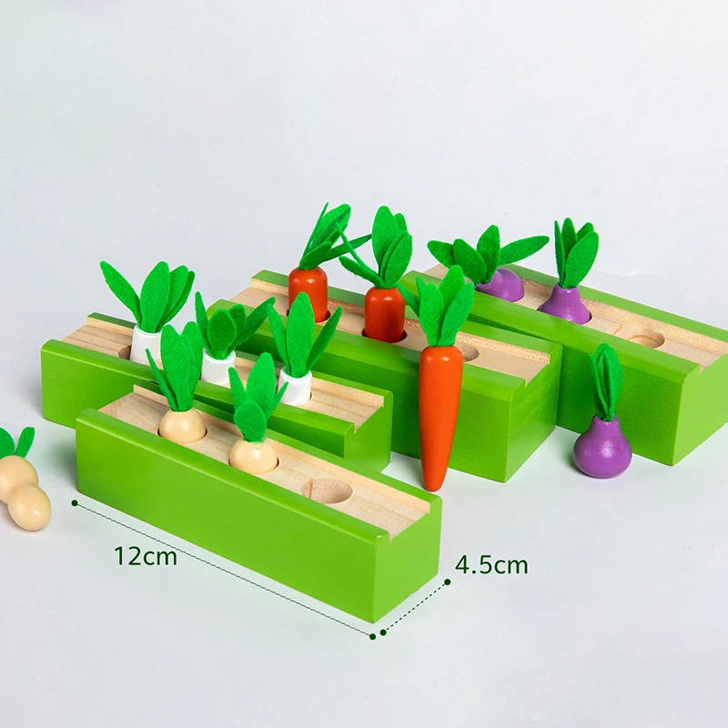 

Wooden Montessori Fun Vegetable Insert Carrot Game Baby Hand-Eye Coordination Toy Early Educational Pulling Greens Toy For Child