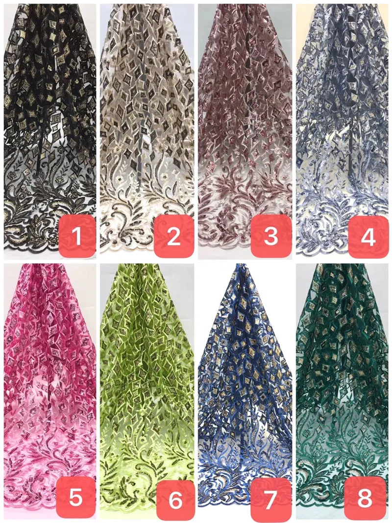 

Newest African Tulle lace fabric high quality JRB-7.2703 sequins lace Lace Fabric