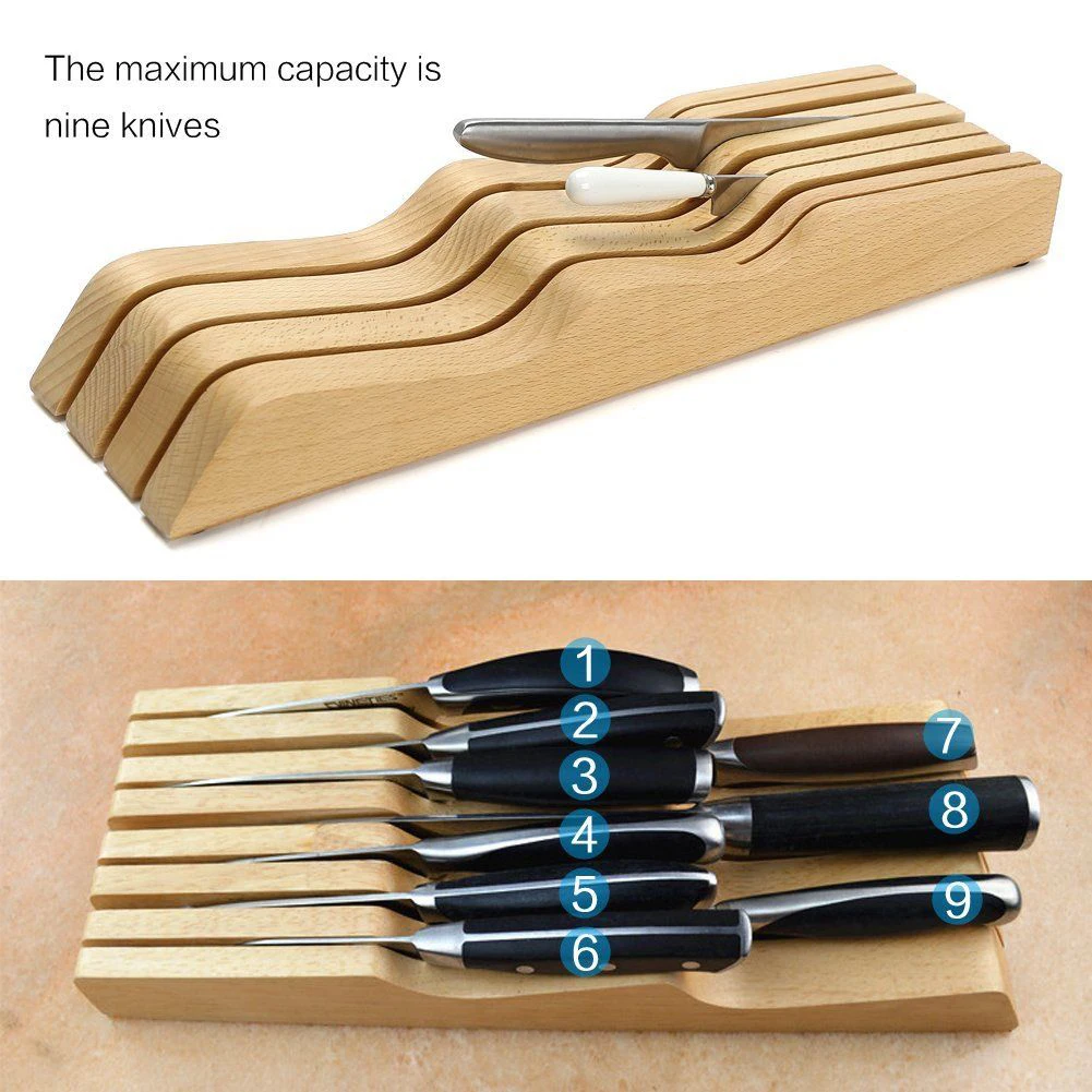 Бук деревянный кухонный нож держатель Блок 7 органайзер для хранения ножей с