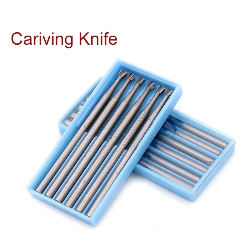 

1/6pcs 2.35mm Shank 0.6-2.3mm Precision Tungsten Carbide Burrs Milling Cutter Rotary Tool Inverted Ladder Carving Knife
