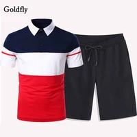 goldfly summer polo t shirts and shorts tracksuit mens brand short sleeve casual beach shirt shorts 2 piece set