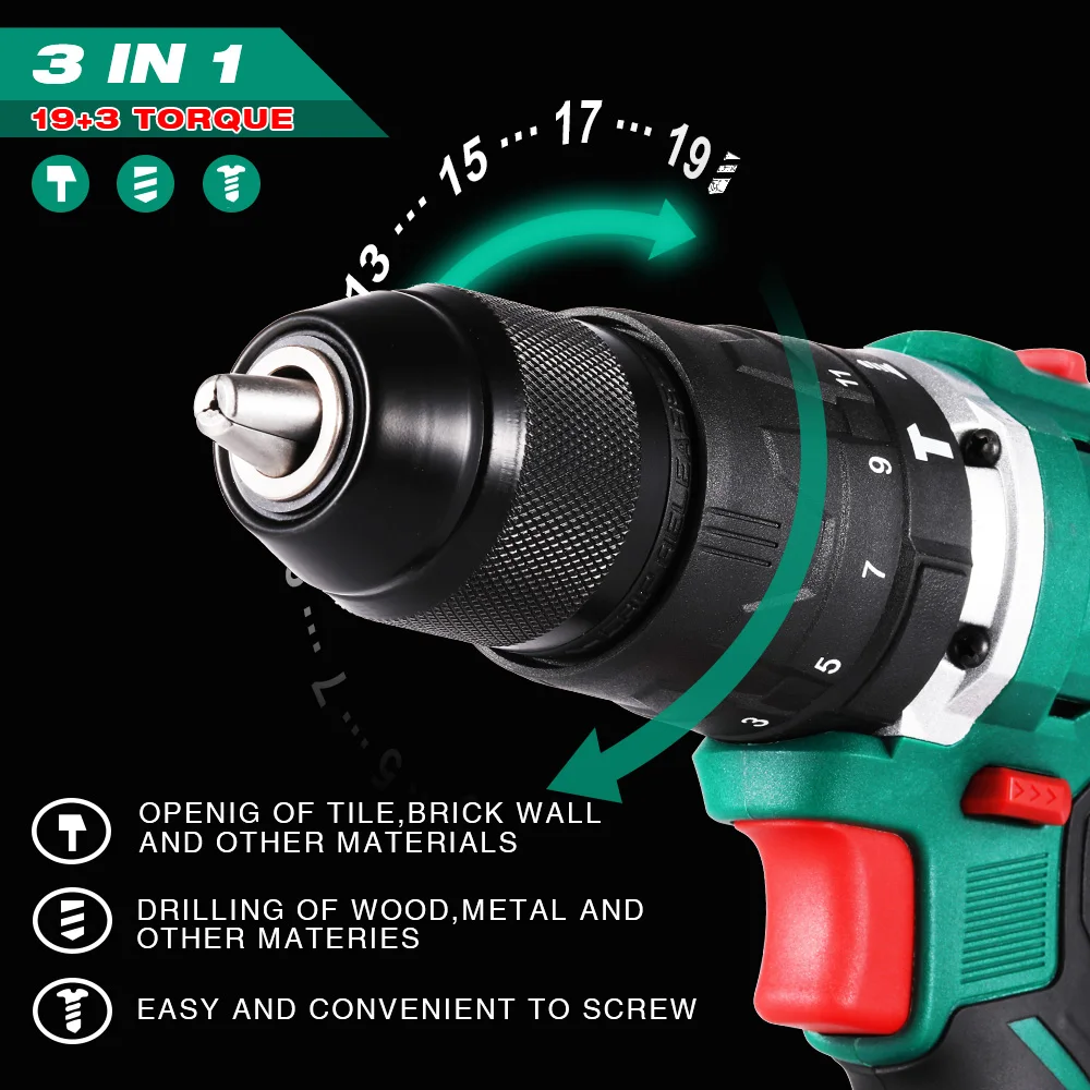 POSENPRO Brushless Rotary Hammer Electric Drill 20V Cordless 1.7J SDS PLUS Drilling Steel Concrete Wood | Инструменты