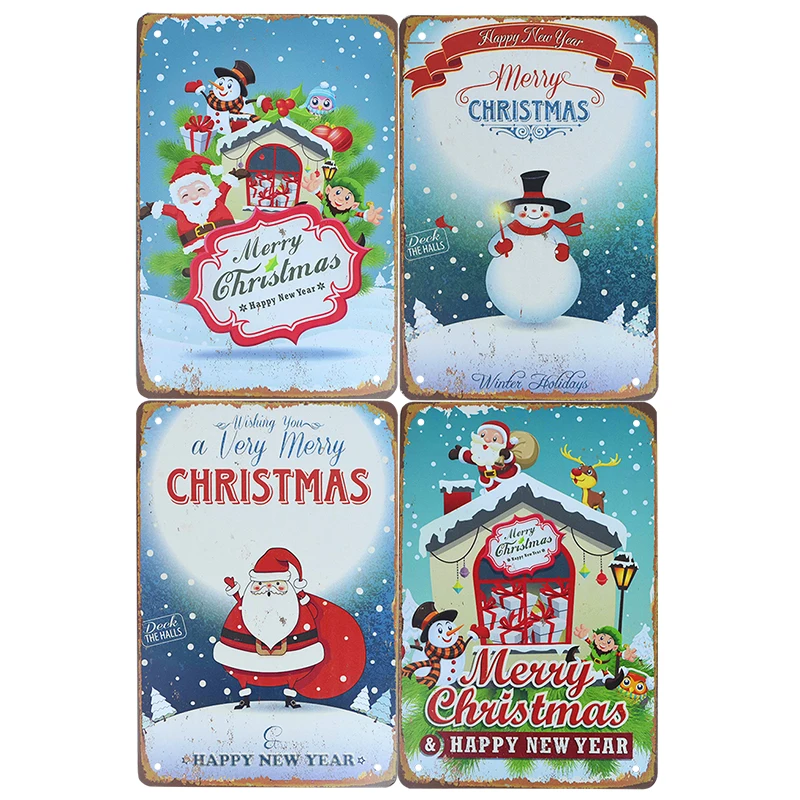 1 шт. веселое Рождество ретро металлическая картина &quotзнак&quot металлические