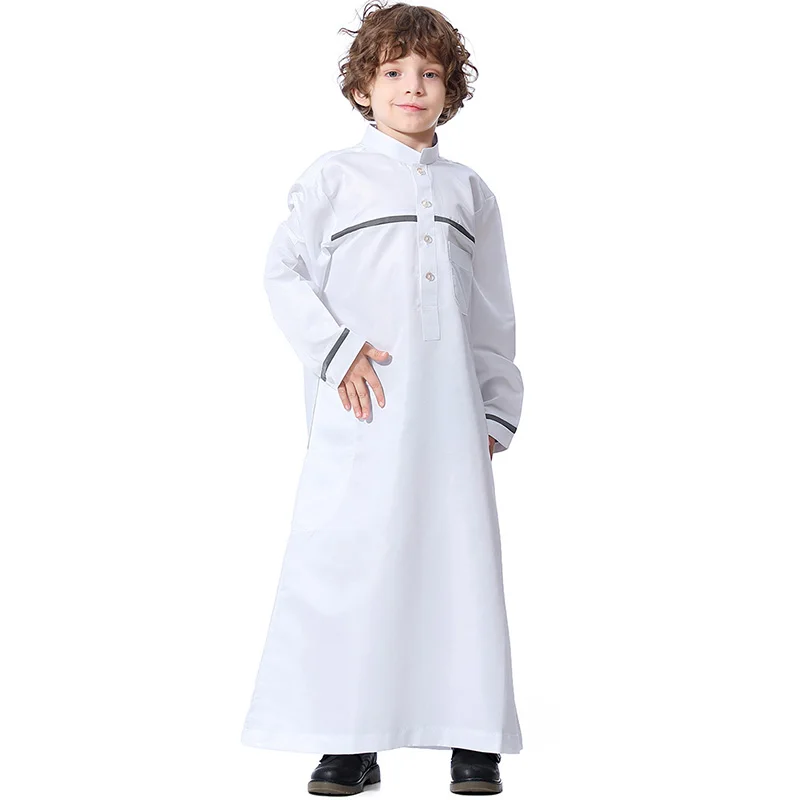 Саудовской Аравии девушки Роба для мальчика мусульманский Рамадан Длинные рукава карманами на пуговицах для маленьких мальчиков платье Ис... от AliExpress WW