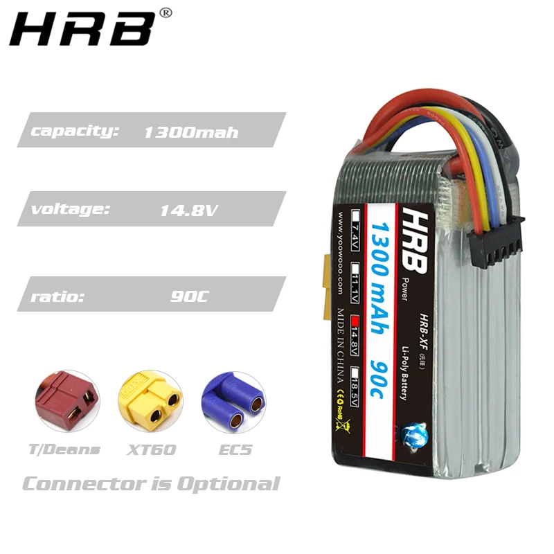 hrb 1300mah lipo батарея 37 v 74 v 111 v 148 v 185 v 222 v xt60 deans t 2s 3s 4s 5s 6s rc час