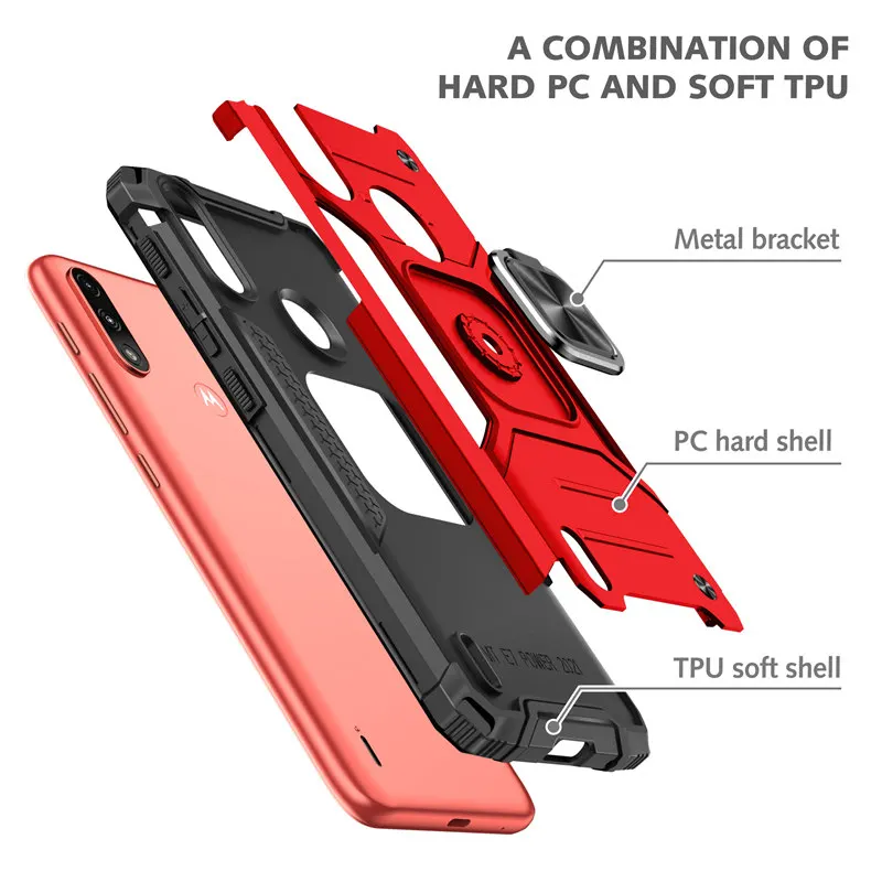 shockproof case for e7 power 2021 armor bumper back phone cover moto e7 e 7 power luxury case for moto e7 plus e6s stand etui free global shipping