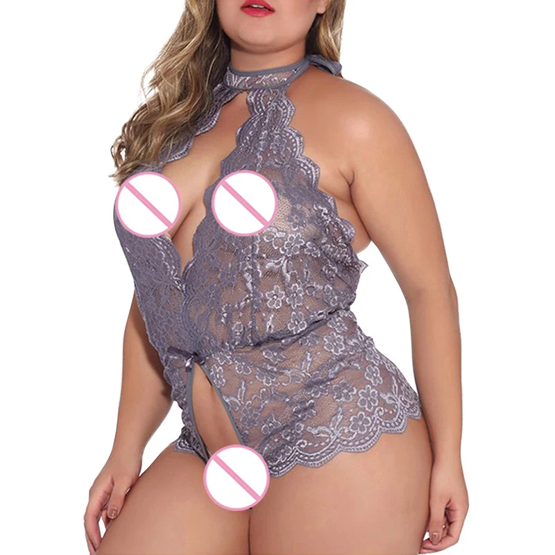 Sexy Lingerie Bodysuit Women Sleepwear Lace Backless Large Size Hollow Out See Through Fashion Lady Lenceria sensual mujer