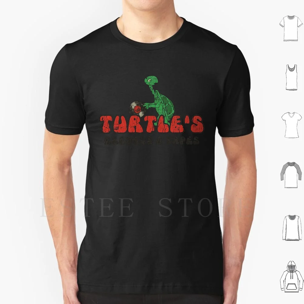 Turtle's Records & Tapes T Shirt Cotton Men DIY Print Turtle Vintage Record Store Vinyl Record Player Cassette Tape Reptile