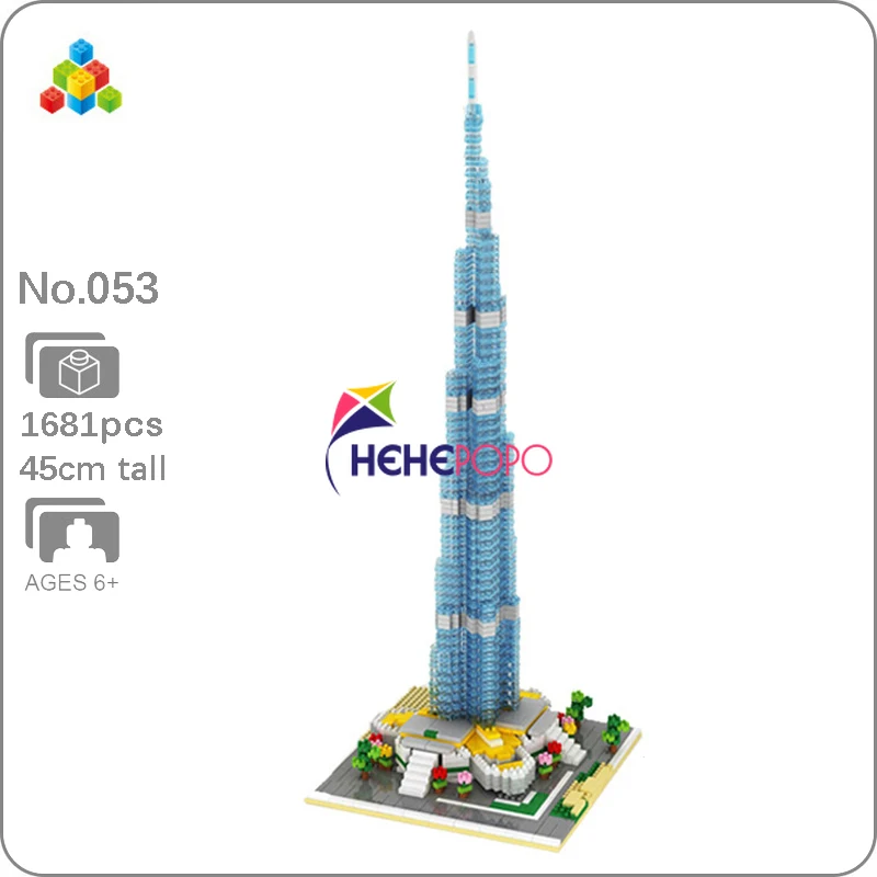 

YZ 053 всемирно известная архитектура Burj Khalifa башня 3D модель мини алмазные блоки конструктор игрушка для детей подарок без коробки