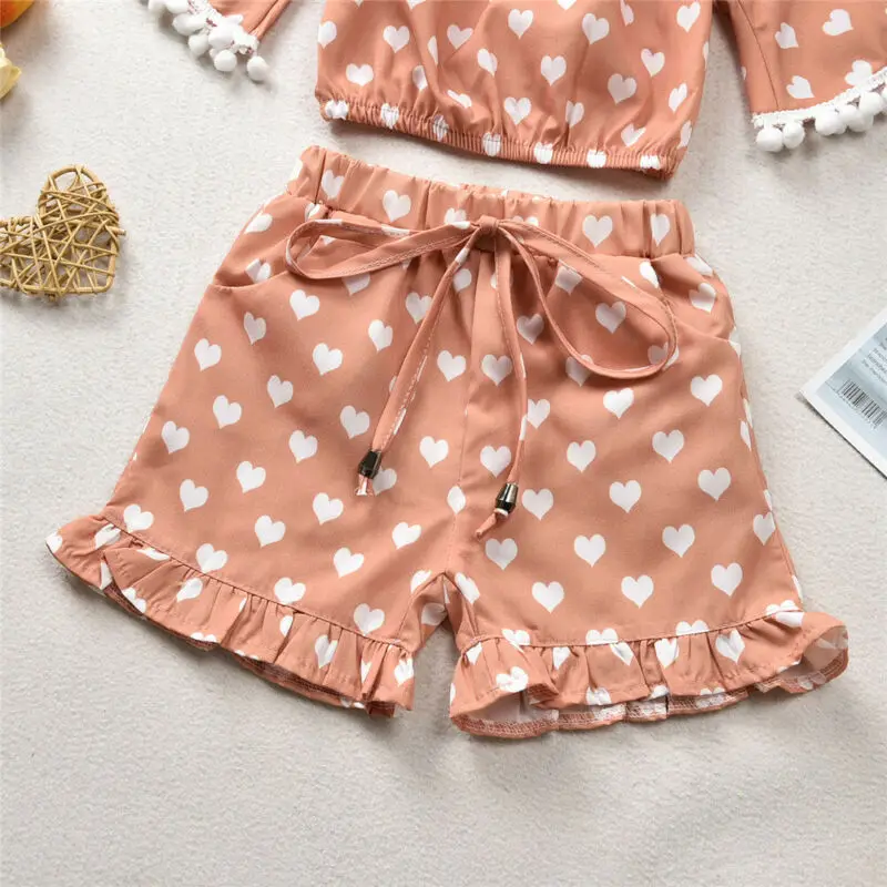 2020 летняя одежда для малышей девочек на День святого Валентина Одежда любящее