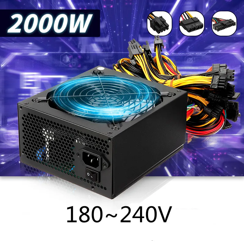 

2000 Вт блок питания для майнинга графической карты для майнинга ATX PSU BTC PC Майнинг источник питания 80 Plus Платиновый Сертифицированный Майнер б...