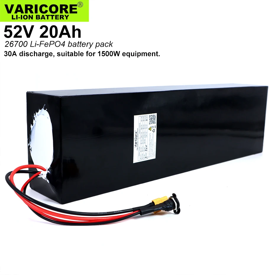 

Аккумулятор VariCore, 52 в, 20 А ч, 16S4P, 26700, 20 А, максимальная балансировка 60 А, BMS для электрической лодки, электровелосипеда, 58,4 в, газонокосилки XT60