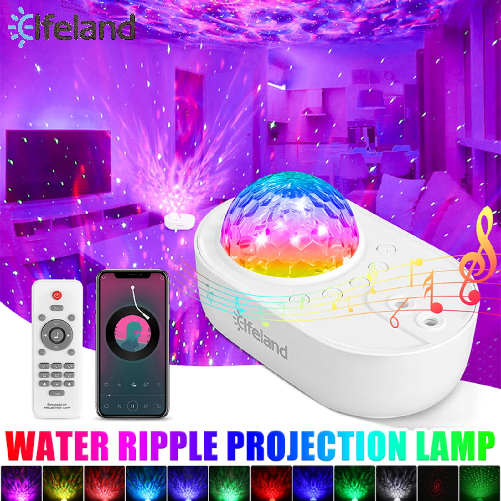 

Elfeland LED Starry Light Sky Night Galaxy Projector Music Lamps with Remote Control USB 5V 1A for Bedroom Party Festival