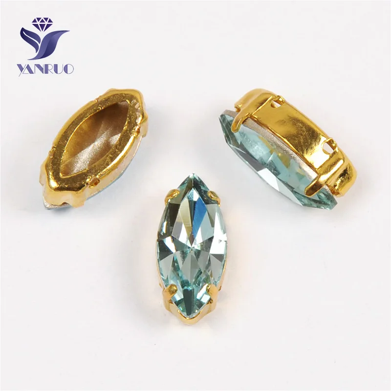 Aquamarine Yanruo 4200 забавные маркизы с камнями K9 Глаза Лошади Стразы заостренные сзади Стразы все для шитья - Цвет: Aquamarine